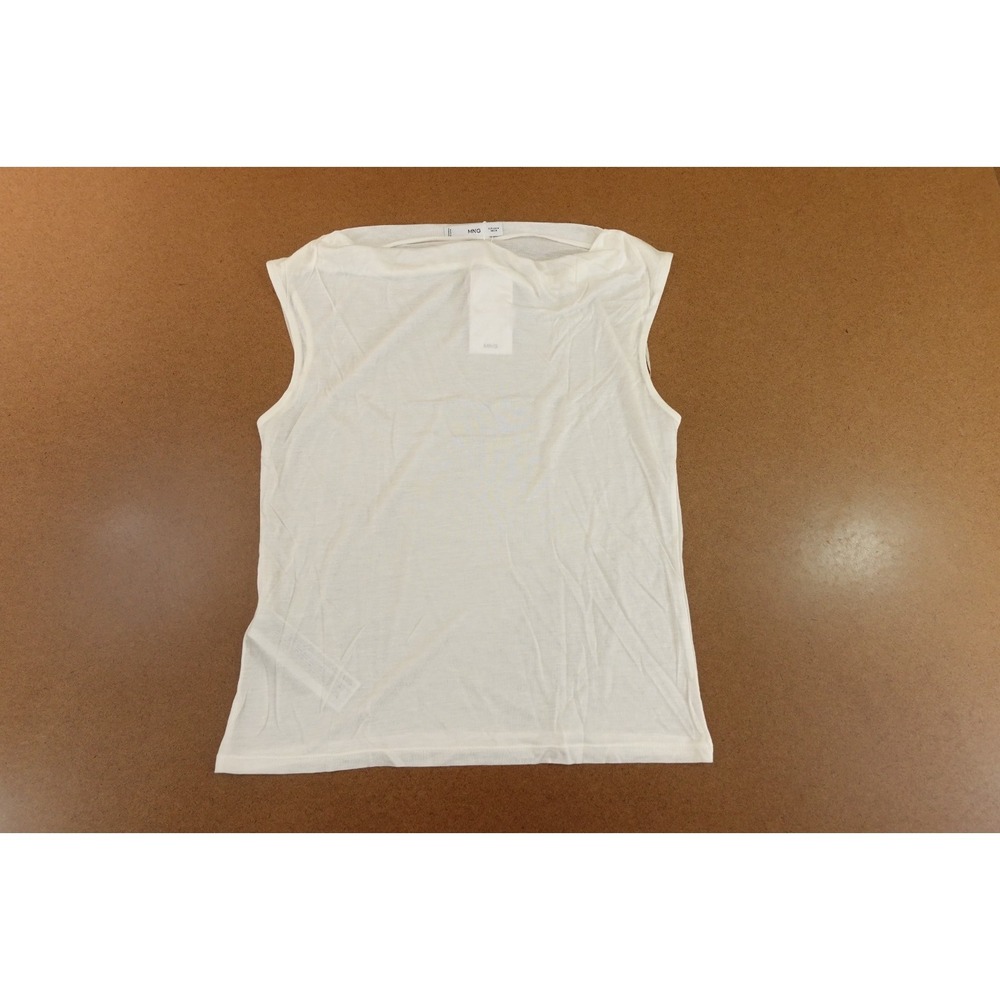 Mango Womens Size Medium Ivory Lightweight Cowl Neck Sleeveless Pullover Top NWT